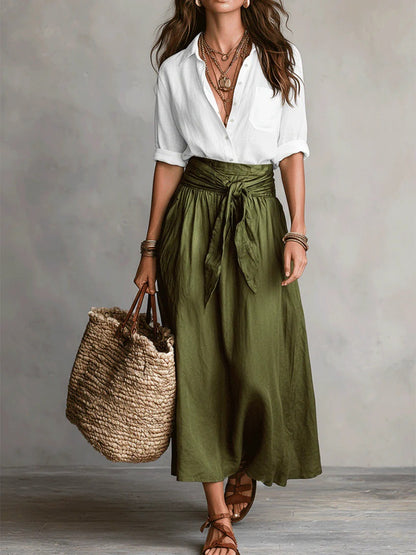 Women’s Casual 2-Piece Skirt & Shirt Set – Fashionable Everyday Outfit Set