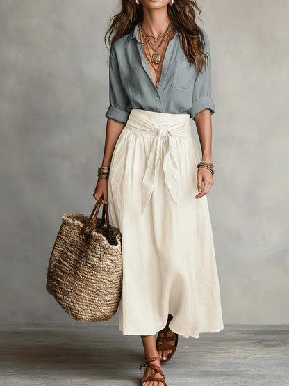 Women’s Casual 2-Piece Skirt & Shirt Set – Fashionable Everyday Outfit Set