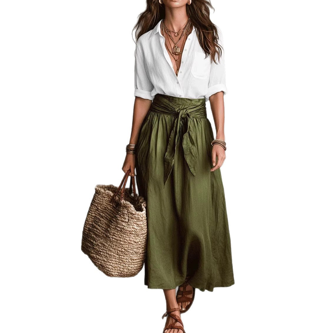 Women’s Casual 2-Piece Skirt & Shirt Set – Fashionable Everyday Outfit Set