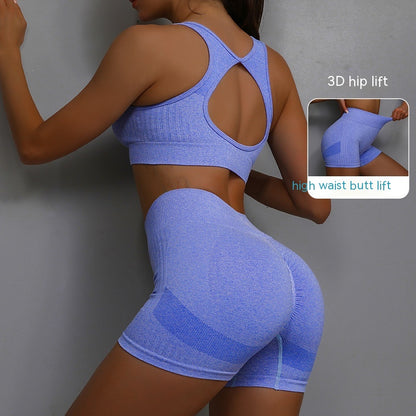 2PCS Women’s Yoga Set – Breathable Sports Bra & Hip-Lifting Workout Shorts
