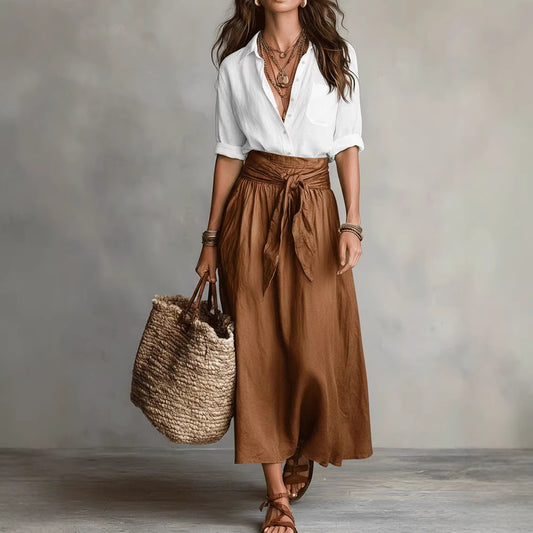 Women’s Casual 2-Piece Skirt & Shirt Set – Fashionable Everyday Outfit Set