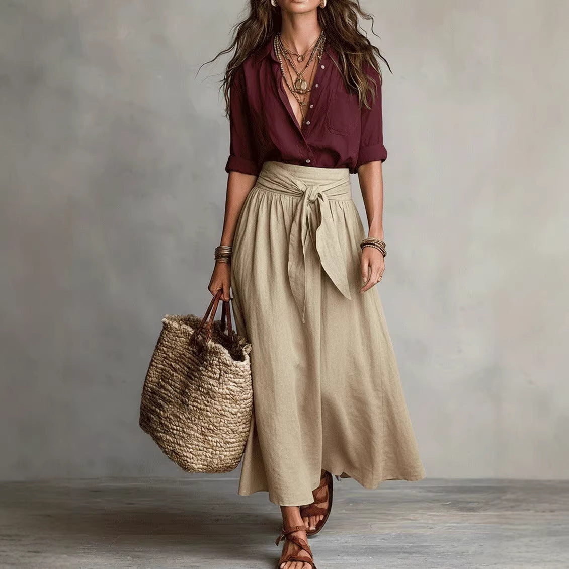 Women’s Casual 2-Piece Skirt & Shirt Set – Fashionable Everyday Outfit Set