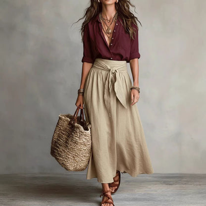 Women’s Casual 2-Piece Skirt & Shirt Set – Fashionable Everyday Outfit Set