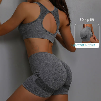2PCS Women’s Yoga Set – Breathable Sports Bra & Hip-Lifting Workout Shorts