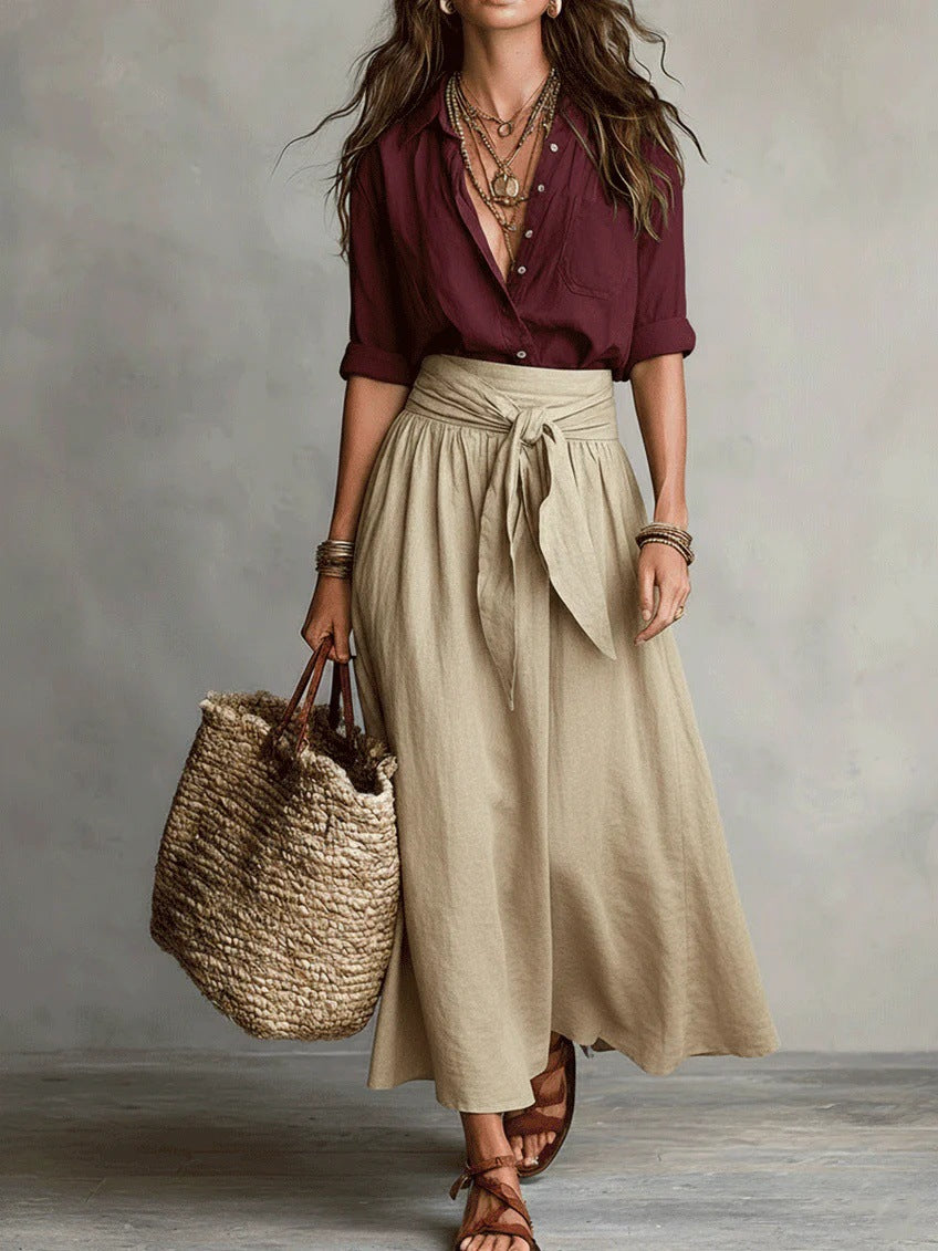 Women’s Casual 2-Piece Skirt & Shirt Set – Fashionable Everyday Outfit Set