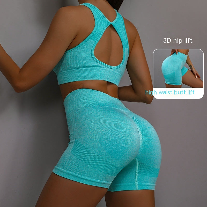 2PCS Women’s Yoga Set – Breathable Sports Bra & Hip-Lifting Workout Shorts