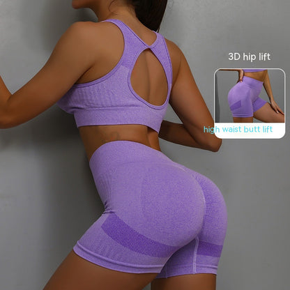 2PCS Women’s Yoga Set – Breathable Sports Bra & Hip-Lifting Workout Shorts