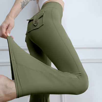 Women’s High Waist Flared Yoga Pants with Pockets – Scrunch Butt Workout Leggings