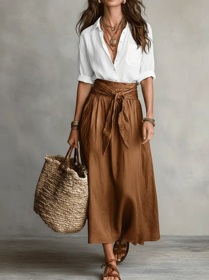 Women’s Casual 2-Piece Skirt & Shirt Set – Fashionable Everyday Outfit Set