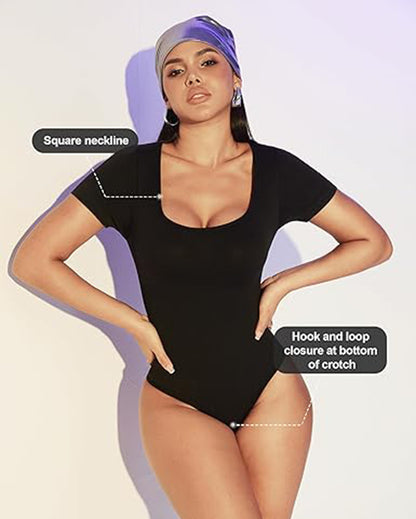 Women’s Seamless Square Neck Bodysuit – Tummy Control Slim Fit Shapewear