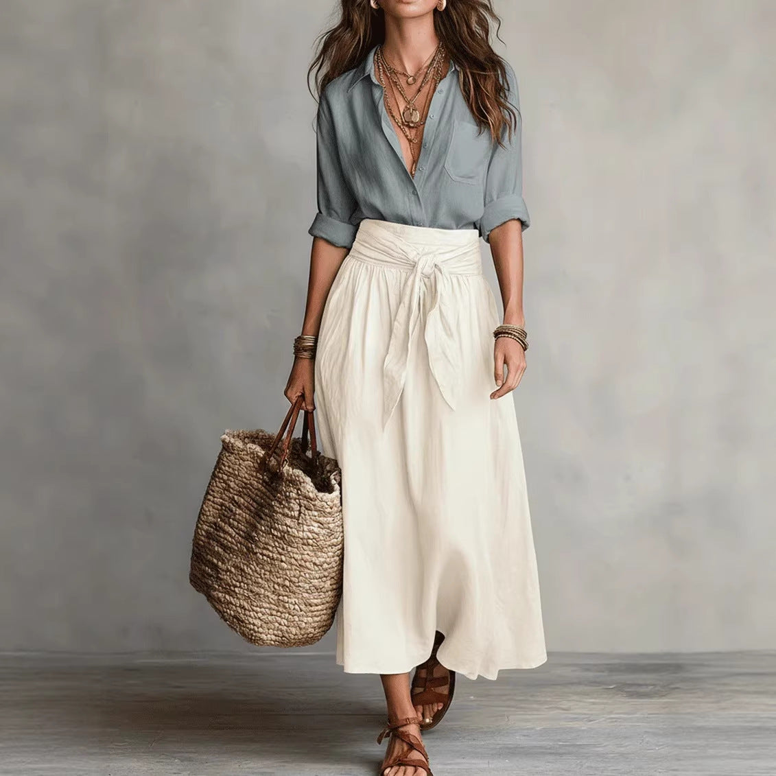 Women’s Casual 2-Piece Skirt & Shirt Set – Fashionable Everyday Outfit Set